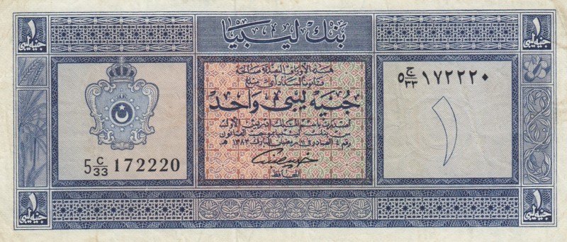 Libya, 1 Pound, 1963, XF(-), p30
Serial Number: 5 C/33 172220
Estimate: 50-100