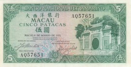 Macau, 5 Patacas, 1981, XF, p58b
Serial Number: AQ57651
Estimate: 10-20