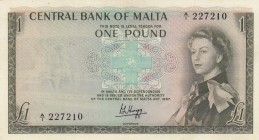 Malta, 1 Pound, 1967, AUNC, p29a
Queen Elizabeth II. Potrait
Serial Number: 227210
Estimate: 100-200