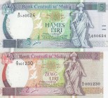 Malta, 2-5 Liri, 1967, UNC, p41; p42, (Total 2 banknotes)
Serial Number: A/9001230, B/24480624
Estimate: 80-160