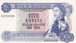 Mauritius, 5 Rupees, 1967, XF, p30c
Queen Elizabeth II. Potrait
Serial Number: A/45 033029
Estimate: 15-30