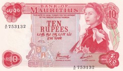 Mauritius, 10 Rupees, 1967, UNC, p31c
Queen Elizabeth II. Potrait
Serial Number: 753132
Estimate: 90-180