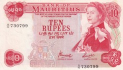 Mauritius, 10 Rupees, 1967, XF(+), p31c
Queen Elizabeth II. Potrait
Serial Number: A/42 730799
Estimate: 20-40