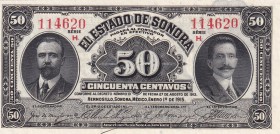 Mexico, 50 Centavos, 1915, UNC, pS1070
Serial Number: H 114620
Estimate: 10-20