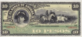 Mexico, 10 Pesos, 1898, UNC, pS420
El Banco De Sonora
Serial Number: DT 166316
Estimate: 75-150