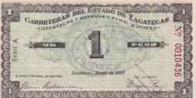Mexico, 1 Peso, 1922, UNC, pUNL205
Serial Number: 0010436
Estimate: 50-100