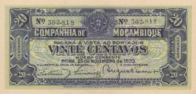 Mozambique, 20 Centavos, 1933, UNC, pR29
Perforated
Serial Number: 302818
Estimate: 10-20