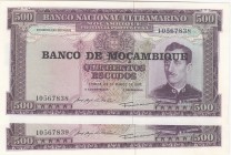Mozambique, 500 Escudos, 1967, UNC, p118a, (Total 2 consecutive banknotes)
Serial Number: 10567838, 10567839
Estimate: 10-20