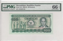 Mozambique, 100 Meticais, 1980/1983, UNC, p126
PMG 66 EPQ
Serial Number: AE0004198
Estimate: 20-40
