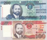 Mozambique, 100-200 Meticais, 2006, UNC, p145; p146, (Total 2 banknotes)
Serial Number: CA8454713, DA0084760
Estimate: 25-50