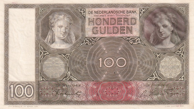 Netherlands, 100 Gulden, 1942, UNC, p51c
Serial Number: HP 022947
Estimate: 50...