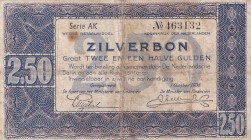 Netherlands, 2 1/2 Gulden, 1938, FINE, p62
Serial Number: AK 463132
Estimate: 10-20