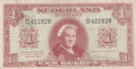 Netherlands, 1 Gulden, 1945, XF, p70
Portrait Queen Wilhelmina
Serial Number: D 422828
Estimate: 50-100