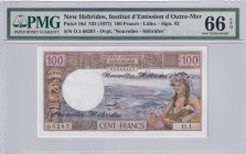 New Hebrides, 100 Francs, 1977, UNC, p18d
PMG 66 EPQ
Serial Number: O.1 66267
Estimate: 50-100