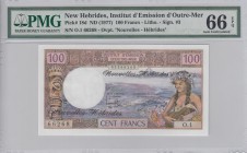New Hebrides, 100 Francs, 1977, UNC, p18d
PMG 66 EPQ
Serial Number: O.1 66268
Estimate: 60-120