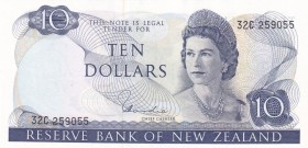 New Zealand, 10 Dollars, 1977, UNC, p166d
Queen Elizabeth II. Potrait
Sign: Hardie
Serial Number: 32C 259055
Estimate: 200-400