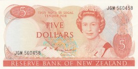 New Zealand, 5 Dollars, 1985/1989, AUNC, p171b
Serial Number: JGM 560458
Estimate: 20-40