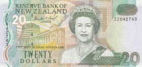 New Zealand, 20 Dollars, 1992, XF(+), p179a, REPLACEMENT
Serial Number: ZZ 042743
Estimate: 75-150