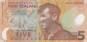 New Zealand, 5 Dollars, 2005, UNC, p185b
Polymer plastics banknote
Serial Number: AH 05286392
Estimate: 10-20