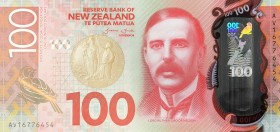 New Zealand, 100 Dollars, 2016, UNC, p195
Polymer plastics banknote
Serial Number: AV16776454
Estimate: 140-280