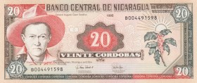 Nicaragua, 20 Cordobas, 1995, UNC, p182
Serial Number: B004491598
Estimate: 15-30