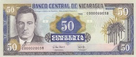 Nicaragua, 50 Cordobas, 1995, UNC, p183
Serial Number: C000020038
Estimate: 35-70