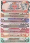 Nicaragua, 10-20-50-100-500-1.000-5.000 Cordobas, 1979/1985, UNC, (Total 7 banknotes)
10 Cordobas, 1985; 20 Cordobas, 1979; 50 Cordobas, 1985; 100 Co...