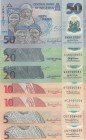 Nigeria, 5-5-10-10-20-20-50 Naira, 2007/2015, UNC, (Total 7 banknotes)
Polymer plastics banknote
Estimate: 10-20