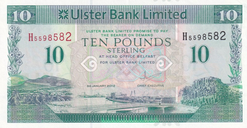 Northern Ireland, 10 Pounds, 2012, UNC, p341b
Ulster Bank
Serial Number: H5598...