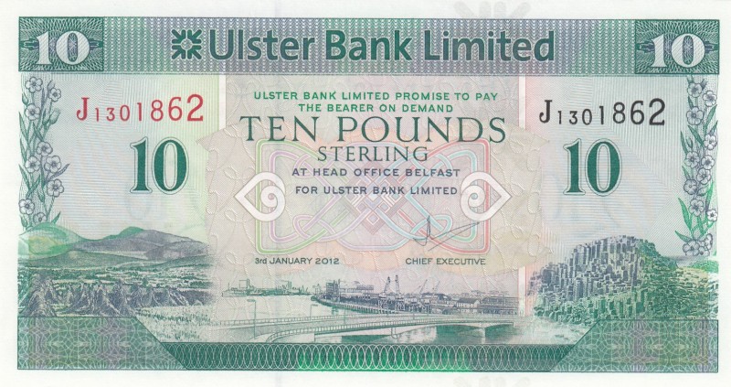 Northern Ireland, 10 Pounds, 2012, UNC, p341b
Ulster Bank
Serial Number: J1301...