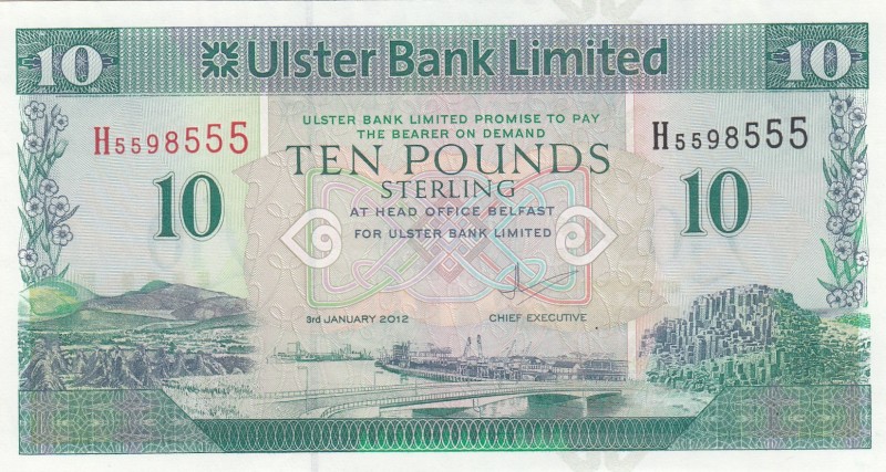 Northern Ireland, 10 Pounds, 2012, UNC(-), p341b
Serial Number: H5598555
Estim...