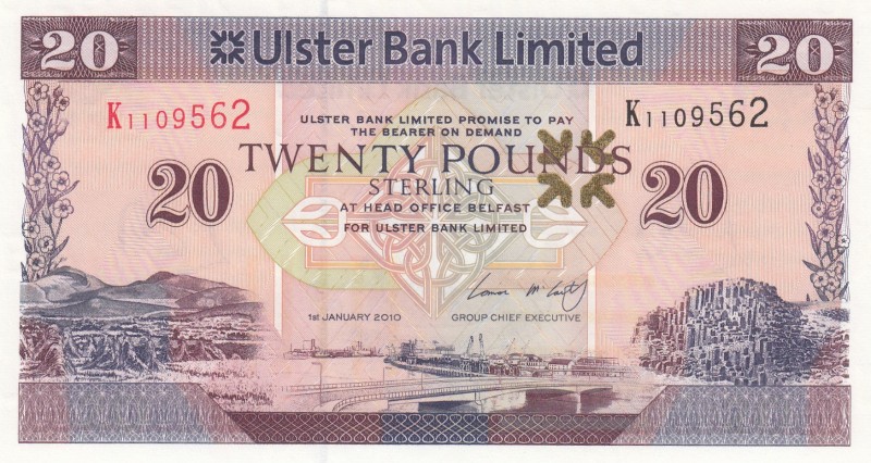 Northern Ireland, 20 Pounds, 2010, UNC, p342a
Serial Number: K1109562
Estimate...