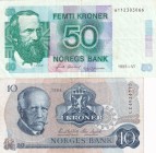 Norway, 10-50 Kroner, 1984/1993, VF, p42e; p36, (Total 2 banknotes)
Serial Number: CZ4924375,6112303066
Estimate: 15-30