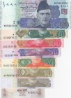 Pakistan, 1-5-10-20-50-100-500-1.000 Rupees, UNC, (Total 8 banknotes)
1 Rupee, 1982; 5 Rupees, 2010; 10 Rupees, 2016; 20 Rupees, 2015; 50 Rupees, 201...