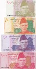 Pakistan, 10-20-50-100 Rupees, 2018, UNC, p54; p55; p47l; p48l, (Total 4 banknotes)
Serial Number: BDW2246100, KH2226099, KZ7703007, PW4795086
Estim...