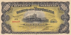 Paraguay, 100 Pesos, 1907, UNC(-), p159
Serial Number: 0004149
Estimate: 20-40