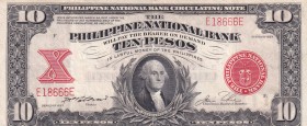 Philippines, 10 Pesos, 1937, XF(+), p58
Serial Number: E18666E
Estimate: 200-400