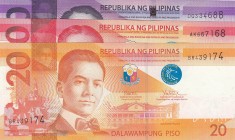 Philippines, 20 Piso, 50 Piso, 100 Piso, 2017/2019, UNC, p206, p207, pNew, (Total 3 banknotes)
Estimate: 15-30