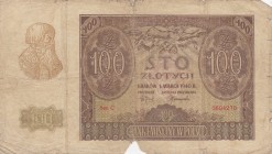 Poland, 100 Zlotych, 1940, FINE, p97
Serial Number: C 0604270
Estimate: 10-20