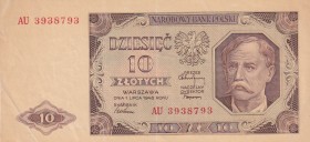 Poland, 10 Zlotych, 1948, XF(+), p136
Serial Number: AU 3938793
Estimate: 80-160