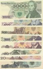 Poland, 10-20-50-100-200-500-1.000-5.000 Zlotych, 1982/1988, (Total 8 banknotes)
10 Zlotych, 1982, UNC(-); 20 Zlotych, 1982, UNC; 50 Zlotych, 1988, U...