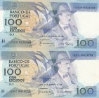 Portugal, 100 Escudos, 1988, UNC, p179f, (Total 2 banknotes)
DPC061673, UNC; CZF032069, AUNC
Estimate: 15-30
