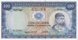 Portuguese Guinea, 100 Escudos, 1971, UNC, p45a
Serial Number: 812040
Estimate: 10-20