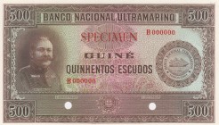 Portuguese Guinea, 500 Escudos, 1958, UNC, p39cts, COLOR TRIAL SPECIMEN
Serial Number: B000000
Estimate: 500-1000