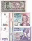 Romania, 25-1.000-5.000 Lei, (Total 3 banknotes)
25 Lei, 1966, VF, p95; 1.000 Lei, 1993, UNC, p102; 5.000 Lei, 1992, XF(+), p103
Serial Number: B005...