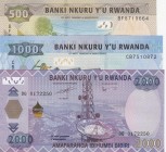 Rwanda, 500-1.000-2.000 Francs, 2014/2019, UNC, (Total 3 banknotes)
500 Francs, 2019, pNew; 1.000 Francs, 2019, pNew; 2.000 Francs, 2014, p40
Serial...