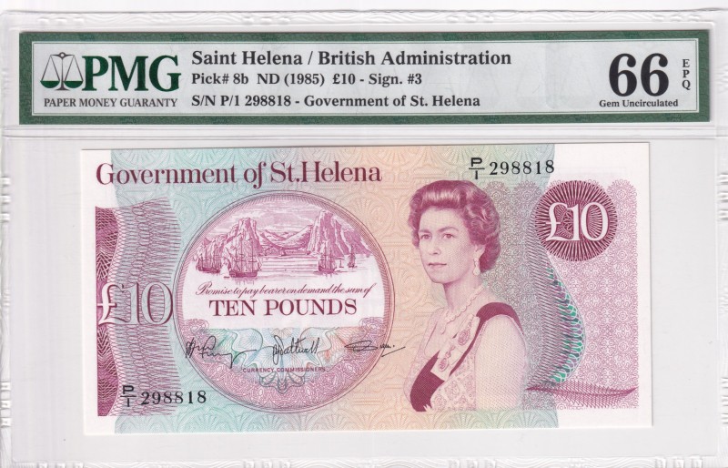 Saint Helena, 10 Pounds, 1985, UNC, p8b
Queen Elizabeth II. Potrait
Serial Num...