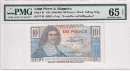 Saint Pierre & Miquelon, 10 Francs, 1950-60, UNC, p23
PMG 65 EPQ
High Condition
Serial Number: F.41 48562
Estimate: 70-140