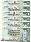 Scotland, 1 Pound, 2001, UNC, p351e, (Total 6 consecutive banknotes)
Serial Number: C/93 902170-75
Estimate: 25-50