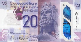 Scotland, 20 Pounds, 2019, UNC, pNew
Polymer plastics banknote
Serial Number: W/MH 871928
Estimate: 40-80